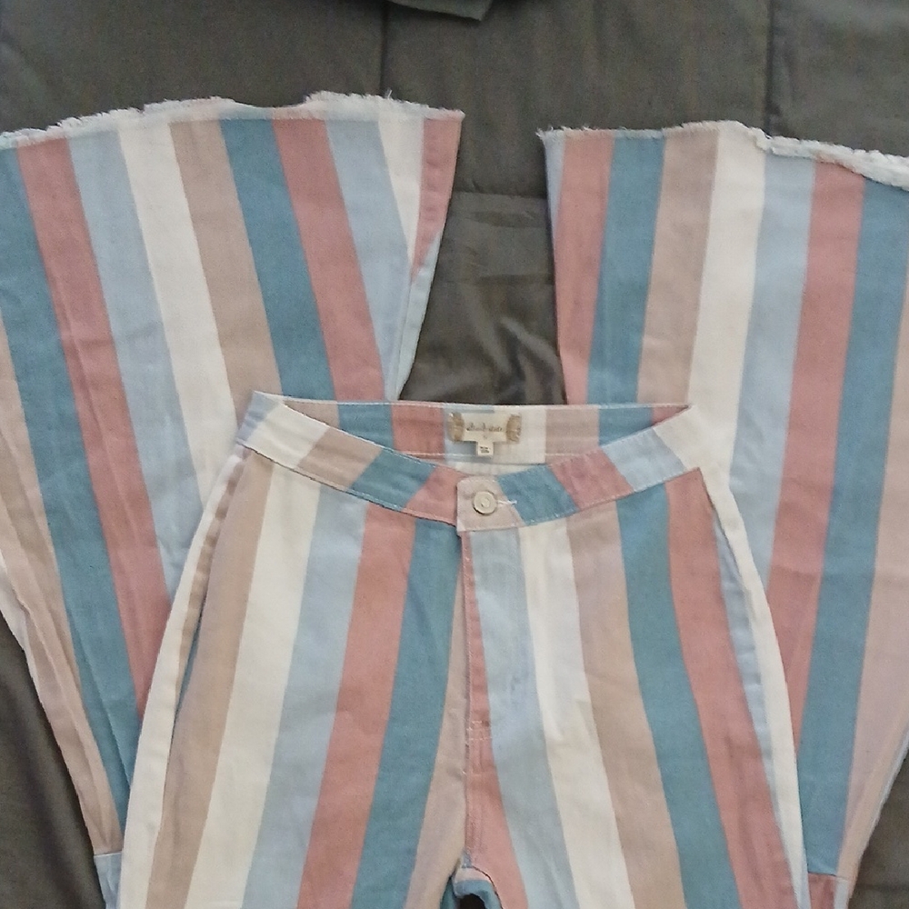 Altar'd State Multicolor Striped Flare Jeans